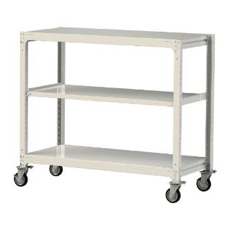 山金工業（株） 中量ラック移動式(150kg/段) H1200 3段 ゴムキャスター 3SC 中量ラック　移動式 3SC4570-3WRF