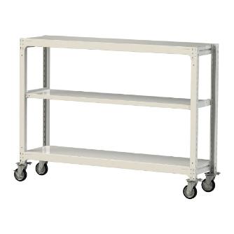 山金工業（株） 中量ラック移動式(150kg/段) H1200 3段 ゴムキャスター 3SC 中量ラック　移動式 3SC4648-3WRF