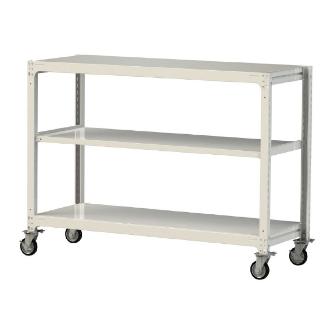 山金工業（株） 中量ラック移動式(150kg/段) H1200 3段 ゴムキャスター 3SC 中量ラック　移動式 3SC4670-3WRF