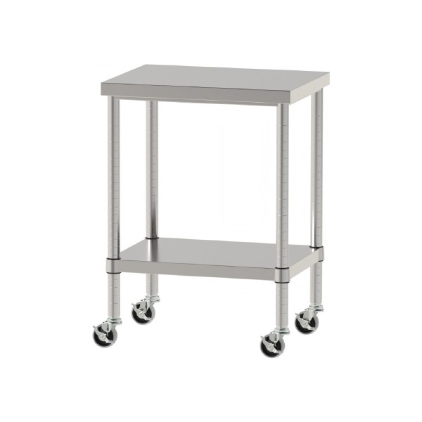 山金工業（株） ステンレスワークテーブル 移動式 H827 SUS430 棚板付きタイプ WBC ステンレステーブル（ＳＵＳ４３０）移動式 WBC-6045-U75-H827