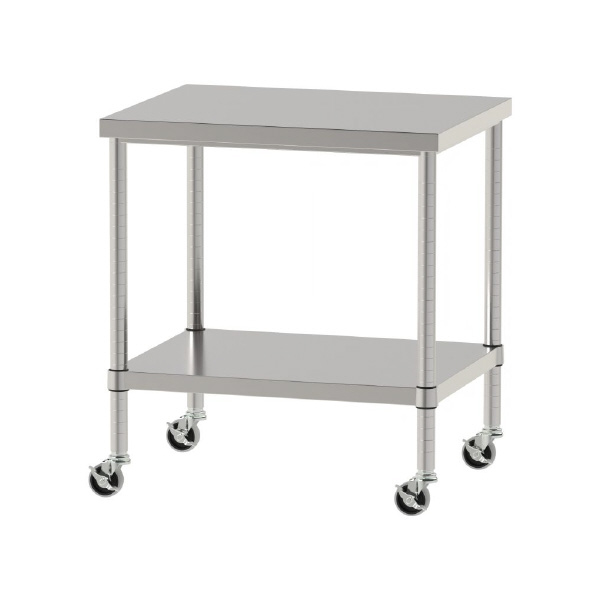 山金工業（株） ステンレスワークテーブル 移動式 H827 SUS430 棚板付きタイプ WBC ステンレステーブル（ＳＵＳ４３０）移動式 WBC-7560-U75-H827