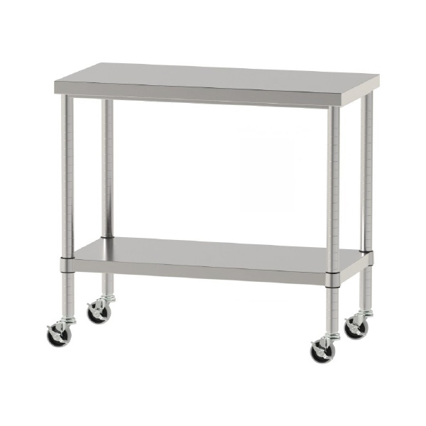 山金工業（株） ステンレスワークテーブル 移動式 H827 SUS430 棚板付きタイプ WBC ステンレステーブル（ＳＵＳ４３０）移動式 WBC-9045-U75-H827