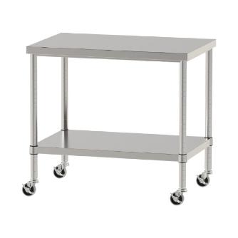 山金工業（株） ステンレスワークテーブル 移動式 H827 SUS430 棚板付きタイプ WBC ステンレステーブル（ＳＵＳ４３０）移動式 WBC-9060-U75-H827