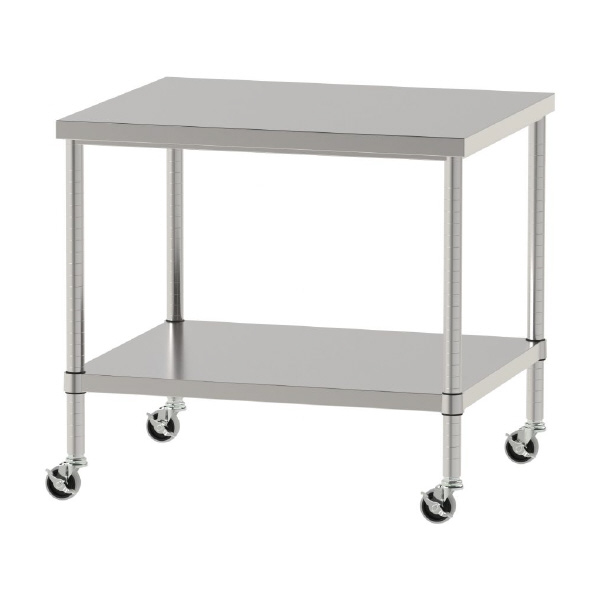 山金工業（株） ステンレスワークテーブル 移動式 H827 SUS430 棚板付きタイプ WBC ステンレステーブル（ＳＵＳ４３０）移動式 WBC-9075-U75-H827