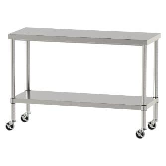 山金工業（株） ステンレスワークテーブル 移動式 H827 SUS430 棚板付きタイプ WBC ステンレステーブル（ＳＵＳ４３０）移動式 WBC-12045-U75-H827