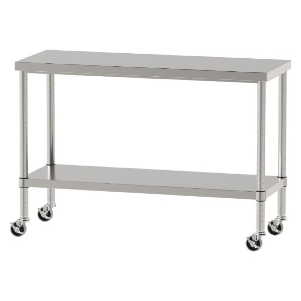 山金工業（株） ステンレスワークテーブル 移動式 H827 SUS430 棚板付きタイプ WBC ステンレステーブル（ＳＵＳ４３０）移動式 WBC-12045-U75-H827