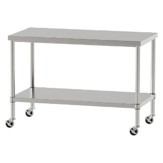 山金工業（株） ステンレスワークテーブル 移動式 H827 SUS430 棚板付きタイプ WBC ステンレステーブル（ＳＵＳ４３０）移動式 WBC-12060-U75-H827