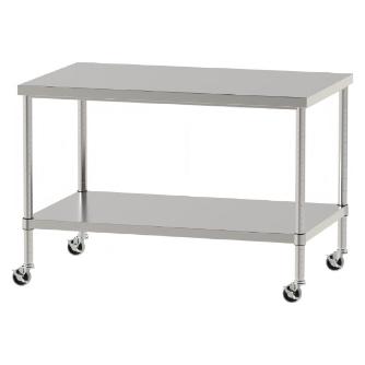 山金工業（株） ステンレスワークテーブル 移動式 H827 SUS430 棚板付きタイプ WBC ステンレステーブル（ＳＵＳ４３０）移動式 WBC-12075-U75-H827