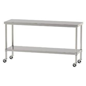 山金工業（株） ステンレスワークテーブル 移動式 H827 SUS430 棚板付きタイプ WBC ステンレステーブル（ＳＵＳ４３０）移動式 WBC-15045-U75-H827