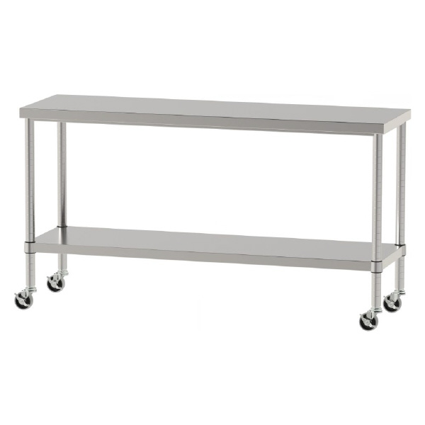 山金工業（株） ステンレスワークテーブル 移動式 H827 SUS430 棚板付きタイプ WBC ステンレステーブル（ＳＵＳ４３０）移動式 WBC-15045-U75-H827