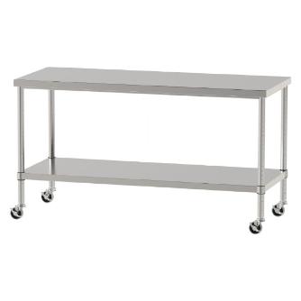 山金工業（株） ステンレスワークテーブル 移動式 H827 SUS430 棚板付きタイプ WBC ステンレステーブル（ＳＵＳ４３０）移動式 WBC-15060-U75-H827