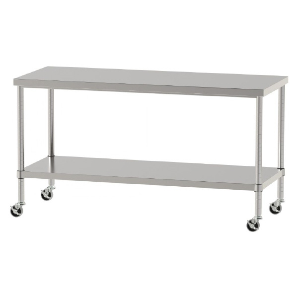 山金工業（株） ステンレスワークテーブル 移動式 H827 SUS430 棚板付きタイプ WBC ステンレステーブル（ＳＵＳ４３０）移動式 WBC-15060-U75-H827