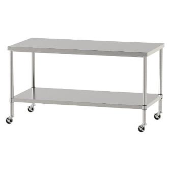 山金工業（株） ステンレスワークテーブル 移動式 H827 SUS430 棚板付きタイプ WBC ステンレステーブル（ＳＵＳ４３０）移動式 WBC-15075-U75-H827