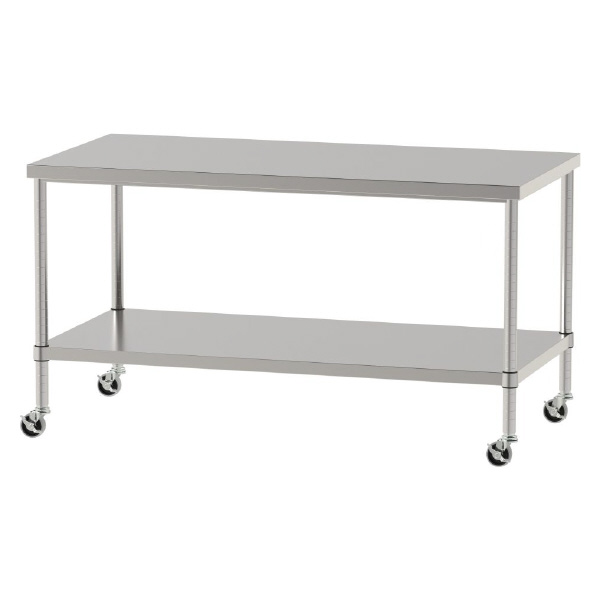 山金工業（株） ステンレスワークテーブル 移動式 H827 SUS430 棚板付きタイプ WBC ステンレステーブル（ＳＵＳ４３０）移動式 WBC-15075-U75-H827