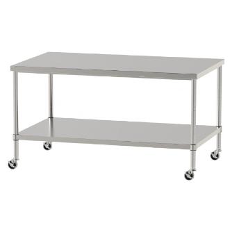山金工業（株） ステンレスワークテーブル 移動式 H827 SUS430 棚板付きタイプ WBC ステンレステーブル（ＳＵＳ４３０）移動式 WBC-15090-U75-H827