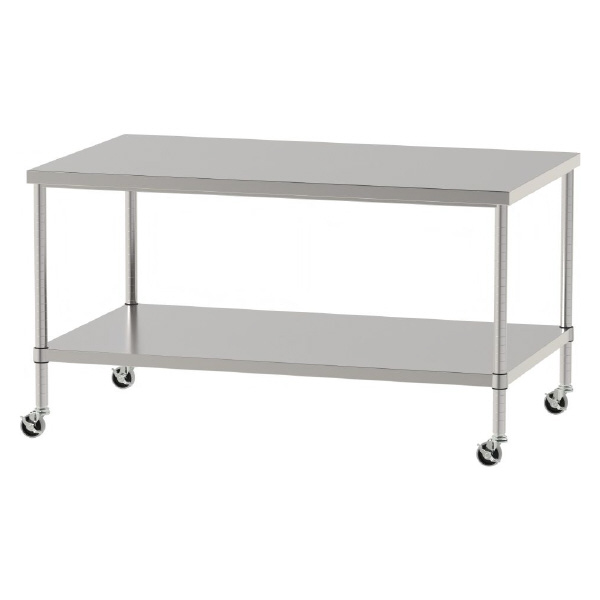 山金工業（株） ステンレスワークテーブル 移動式 H827 SUS430 棚板付きタイプ WBC ステンレステーブル（ＳＵＳ４３０）移動式 WBC-15090-U75-H827