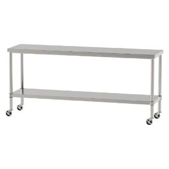 山金工業（株） ステンレスワークテーブル 移動式 H827 SUS430 棚板付きタイプ WBC ステンレステーブル（ＳＵＳ４３０）移動式 WBC-18045-U75-H827