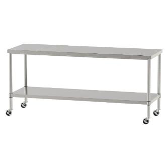 山金工業（株） ステンレスワークテーブル 移動式 H827 SUS430 棚板付きタイプ WBC ステンレステーブル（ＳＵＳ４３０）移動式 WBC-18060-U75-H827