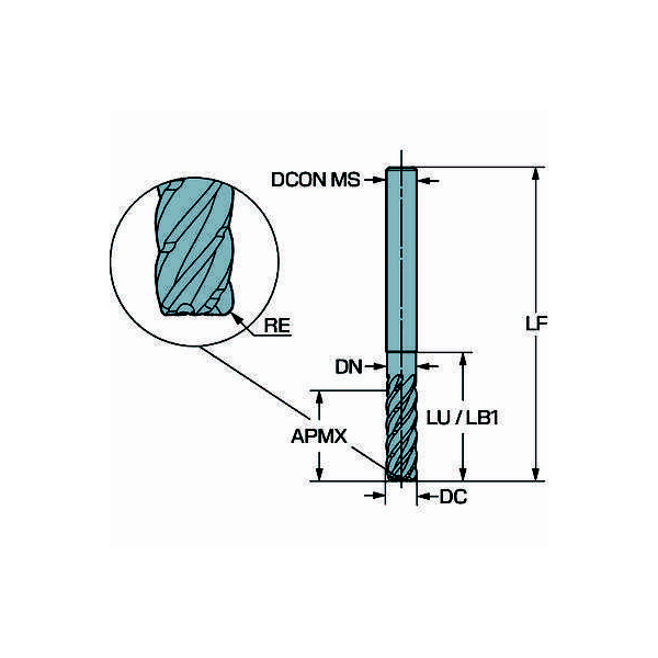 サンドビック（株） コロミルプルーラ 超硬エンドミル 2F365 コロミルプルーラ　超硬エンドミル　【Ｆ】 2F365-0635-076-TD 1745