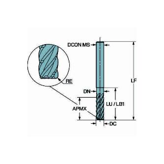 サンドビック（株） コロミルプルーラ 超硬エンドミル 2F365 コロミルプルーラ　超硬エンドミル　【Ｆ】 2F365-0800-200-TD 1745