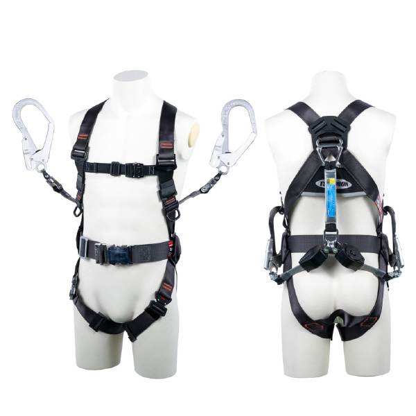 藤井電工（株） フルハーネス型墜落制止用器具セット品 コアハーネス2丁掛けランヤード付(コルトリトラ×2) 墜落制止用器具フルハーネス型ランヤード付 TH-502-2CR93SV-OT-DG-BK-M-2R23