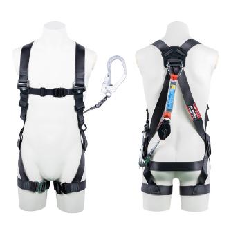 藤井電工（株） フルハーネス型墜落制止用器具セット品 黒影ハーネスシングルランヤード付(コルトリトラ) 墜落制止用器具フルハーネス型ランヤード付 TH-504-CR93SV-OT-DG-M-R23-BX