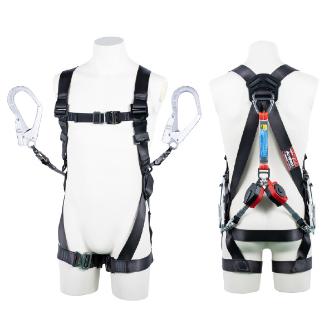 藤井電工（株） フルハーネス型墜落制止用器具セット品 黒影ハーネス2丁掛けランヤード付(コルトリトラ×2) 墜落制止用器具フルハーネス型ランヤード付 TH-504-2CR93SV-OT-DG-M-2R23-BX