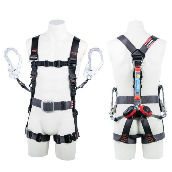 藤井電工（株） フルハーネス型墜落制止用器具セット品 飛燕ハーネス2丁掛けランヤード付(コルトリトラ×2) 飛燕ハーネスランヤードセット TH-506-2CR93SV-OT-DG-L-2R23-BX