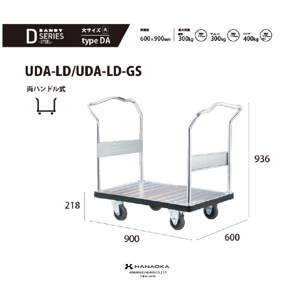 花岡車輌（株） ダンディ台車 Dシリーズ 大 UDA-LD ダンディ　スチール台車 UDA-LD-GS-AC