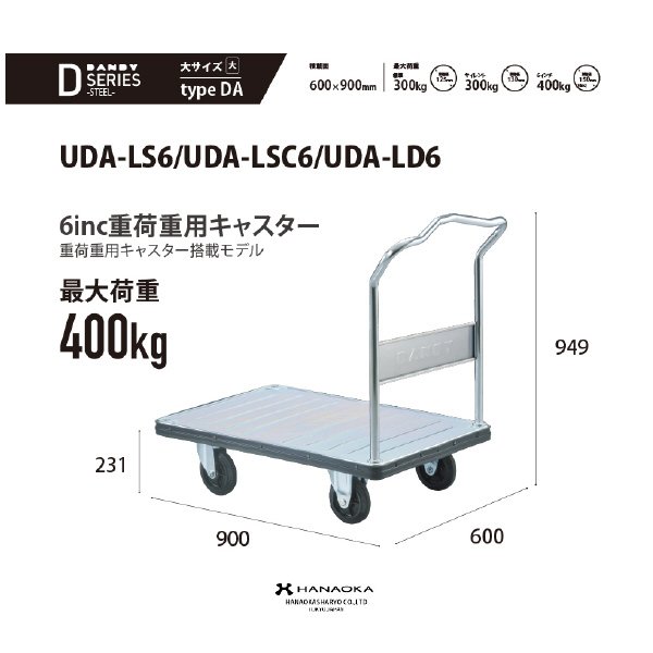 花岡車輌（株） ダンディ台車 Dシリーズ 大 UDA-LS ダンディ　スチール台車 UDA-LS6-AC