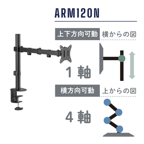 （株）キングジム モニターアーム ARM モニターアーム（１面４軸タイプ）Ｎ ARM120N-BK