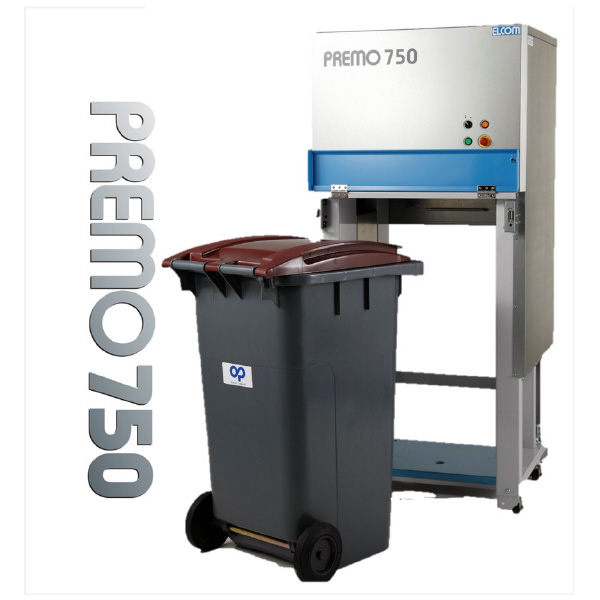 （株）エルコム 小型ゴミ圧縮機プレモ コンテナ圧縮タイプ プレモ７５０ＰＣ　２４０Ｌポリコンテナ入 P750PC-B240