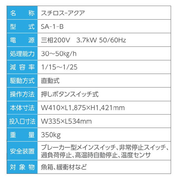（株）エルコム 発泡スチロール減容機 スチロス SA1 スチロスーアクア SA1-B