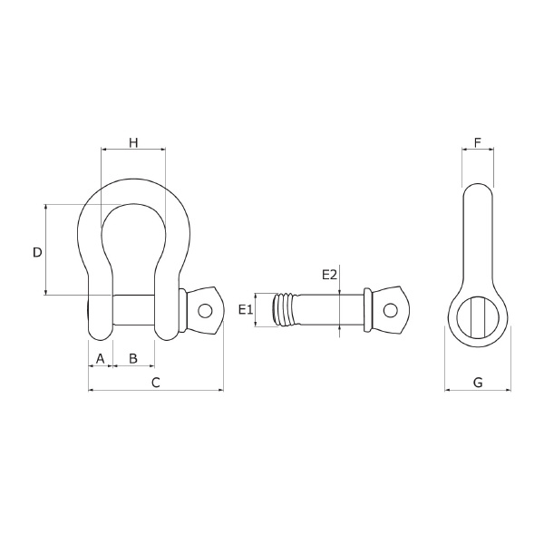 オーエッチ工業（株） ピン脱落防止シャックル 弓型 BCR ピン脱落防止シャックル　弓型 BCR-20T