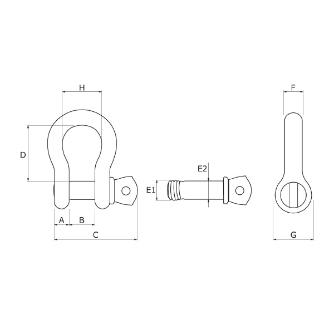 オーエッチ工業（株） ピン脱落防止シャックル 弓型 BCR ピン脱落防止シャックル　弓型 BCR-32T
