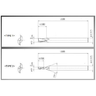 ＹＭＫＴニチアロイ ウレタンゴム用エンドミル 右刃左ネジレ UGE ゴム用スクエアエンドミル UGE-0070045