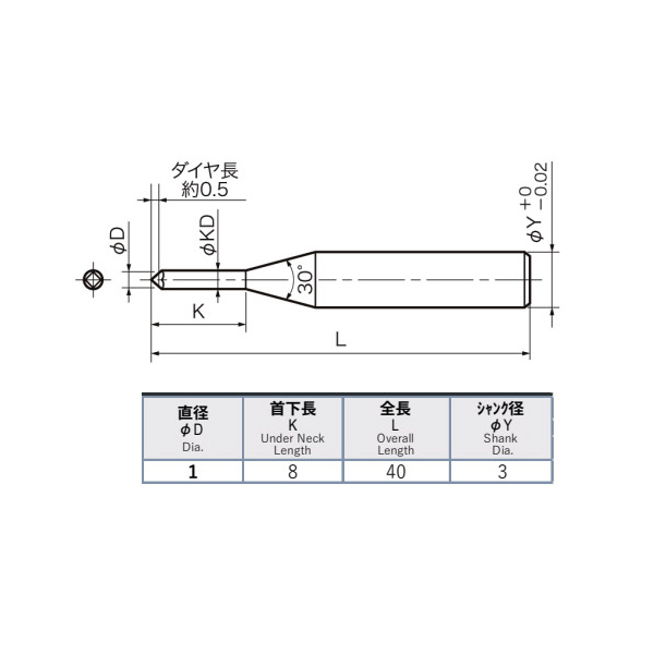 ＹＭＫＴアイゼン 単結晶ダイヤモンド リーディングドリル YSCDPD リーディングドリル YSCDPD-1X8