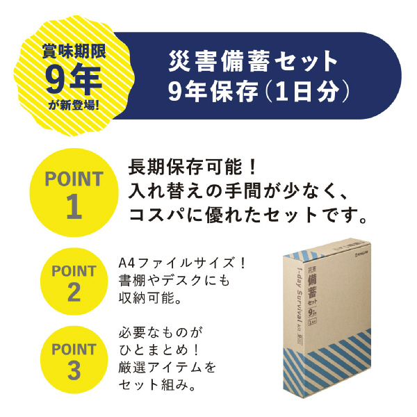 （株）キングジム 災害備蓄セット 9年保存 災害備蓄セット　９年保存（１日分） BCS-400