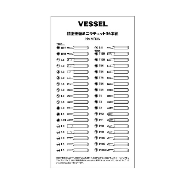 （株）ベッセル 精密差替ミニラチェット 36本組 精密差替ミニラチェット３６本組 MR36