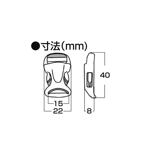 （株）ユタカメイク 平ベルト用金具 サイドリリースバックル 流線型 サイドリリースバックル　流線型 JNA-115
