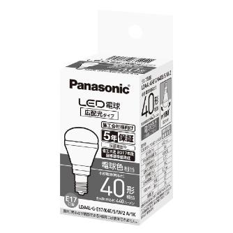パナソニック（株）　電材 LED電球E17広配光 ＬＥＤ電球Ｅ１７広配光 LDA4LGE17K40ESW2F