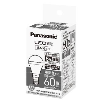 パナソニック（株）　電材 LED電球E17広配光 ＬＥＤ電球Ｅ１７広配光 LDA7LGE17K60ESW2F