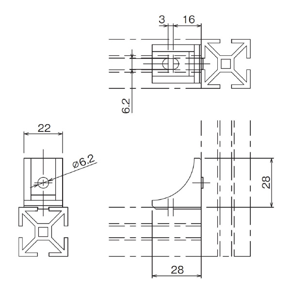 ＴＭＥＨジャパン（株） 28スクエア用ブラケット セット BA-040B-SN ２８スクエア用ブラケット　セット BA-040B-SN