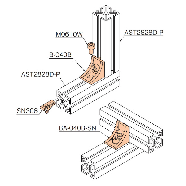 ＴＭＥＨジャパン（株） 28スクエア用ブラケット セット BA-040B-SN ２８スクエア用ブラケット　セット BA-040B-SN