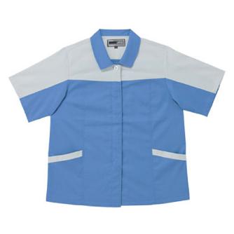 日新被服（株） 半袖スモック 5137-92 半袖スモック 5137-92-SS ﾗｲﾄﾌﾞﾙｰxｼﾙﾊﾞｰ