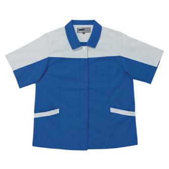 日新被服（株） 半袖スモック 5137-94 半袖スモック 5137-94-SS ﾌﾞﾙｰxｼﾙﾊﾞｰ