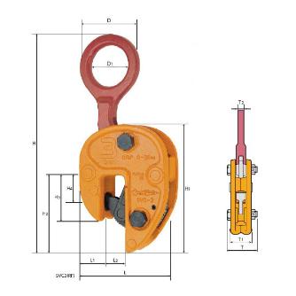 （株）スーパーツール 縦吊クランプ(開放ストッパー式) SVC タテ吊クランプ（開放ストッパー式） SVC0.5RF