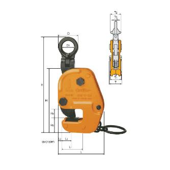（株）スーパーツール 横吊クランプ(ロックハンドル式自在シャックルタイプ・細目仕様) GVC-EN ヨコ吊クランプ（ロックハンドル式自在 GVC1ENRF