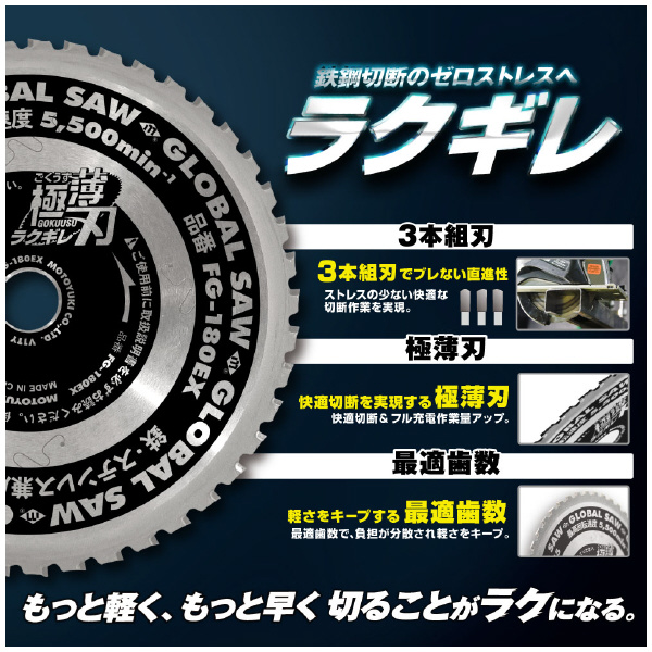 （株）モトユキ グローバルソー 鉄・ステンレス兼用チップソ FG グローバルソー鉄・ステンレス兼用チップソ FG-165EX