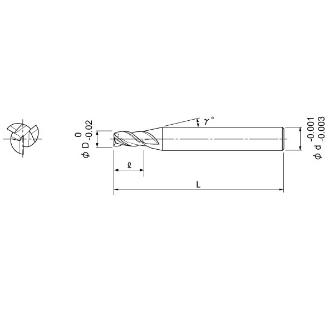 日進工具（株） 自動旋盤用ステンレス加工3枚刃エンドミル MSUS340S 自動旋盤用ステンレス加工３枚刃エンドミル MSUS340S ﾌｧｲ1.5X2.3